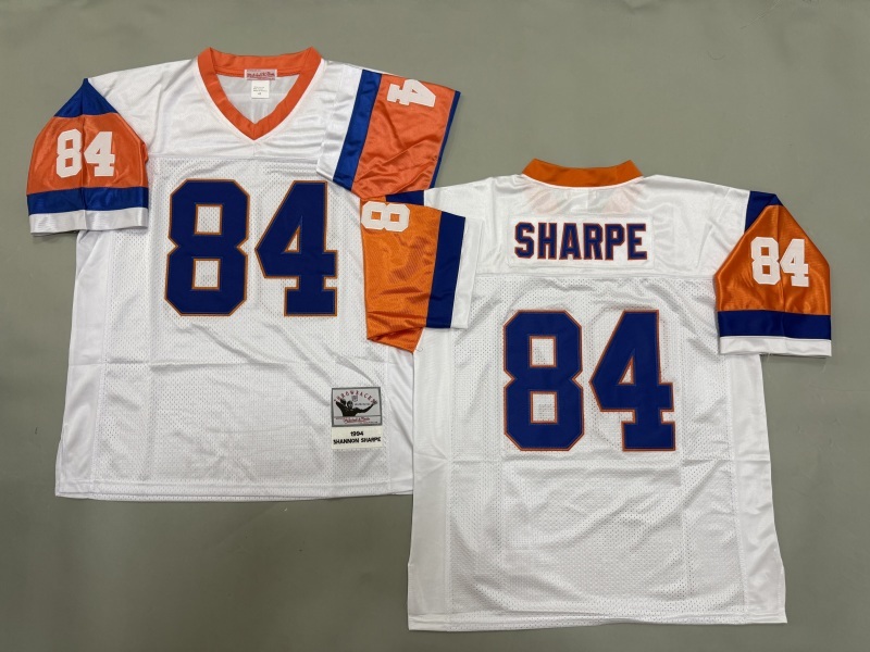 Men 2025 Denver Broncos 84 Sharpe white Throwback Limited NFL Jersey style 001